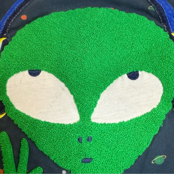 Mini Boden Green Alien Headphone Applique Space Pattern Long Sleeve Shirt - Picture 5 of 5